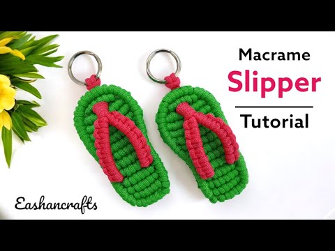 Macrame Slipper Keychain | Sandalias Macramé llavero | Macrame Keychain Tutorial