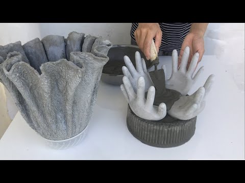 Fresh Ideas For Cement Pot Using Cloth And Gloves