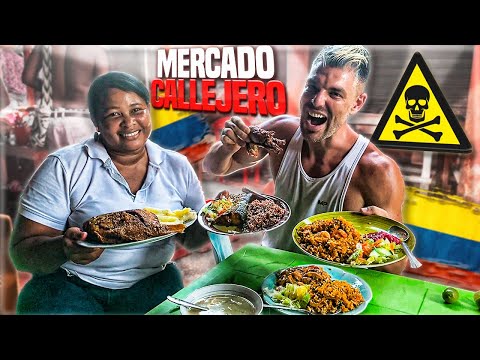 Comiendo en el FAMOSO MERCADO CALLEJERO BAZURTO en CARTAGENA 🇨🇴 *LA REALIDAD de COLOMBIA* ⚠️
