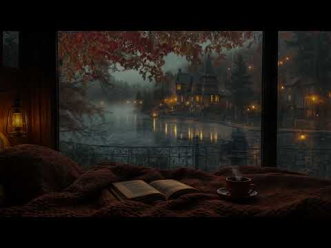No Ads | Cozy Autumn Rain Outside the Window by the Lake – Fall Ambience for Sleep,Study & Relax