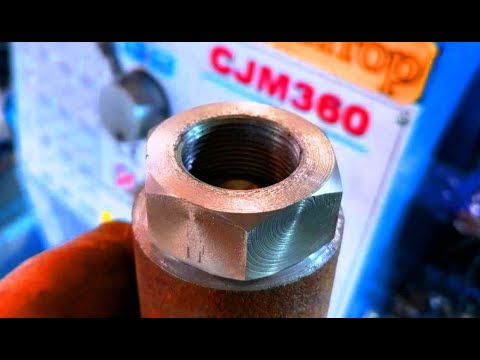 How to make a nut from a rusty piece of iron on a CJM360 lathe.