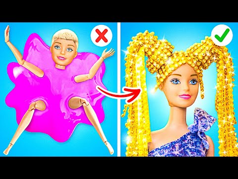 RICH VS BROKE DOLL MAKEOVER💕 New Awesome Hairstyle for Barbie💇‍♀️ Tiny DIYs by 123 GO!
