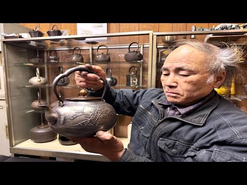 Traditional Japanese cast iron kettles handcrafted by an 84-year-old master caster and his family.