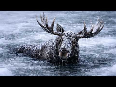 A Heart Stopping Rescue Saving a Moose Trapped Under Frozen Ice