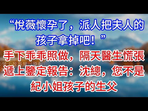 【完結】“悅薇懷孕了，派人把夫人的孩子拿掉吧！”手下乖乖照做，隔天醫生慌張遞上鑒定報告：沈總，您不是紀小姐孩子的生父 #為人處世 #生活經驗 #情感故事 #故事 #小說 #戀愛 #情感 #婚姻