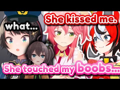 OOZORA POLICE arrest MATSURI for touching 〇〇's boobs and kissing Bae. [ HololiveClips/English Sub ]