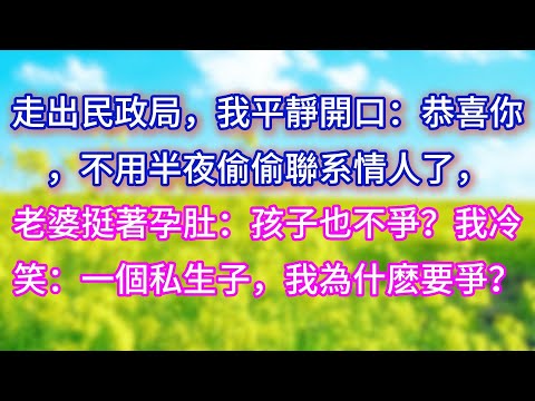【完结】走出民政局，我平靜開口：恭喜你，不用半夜偷偷聯系情人了，老婆挺著孕肚：孩子也不爭？我冷笑：一個私生子，我為什麽要爭？