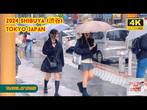 【4k hdr】 3 hours Heavy Rain Walk in Shibuya (渋谷) Tokyo Japan | Relaxing Natural City ambience