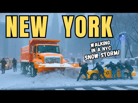 ❄️ NYC SNOW STORM 2025 ☃️ Walking Midtown Manhattan & Rockefeller Center in HEAVY SNOW 🌨️