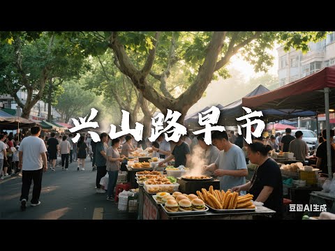 Morning Market, Qingdao, China 中國山東青島興山路早市，雞蛋漢堡、雞蛋灌餅、鮮肉餅、胡辣湯、骨湯餛飩、五谷香粥等小吃經濟實惠又美味，不要錯過。#Street Food