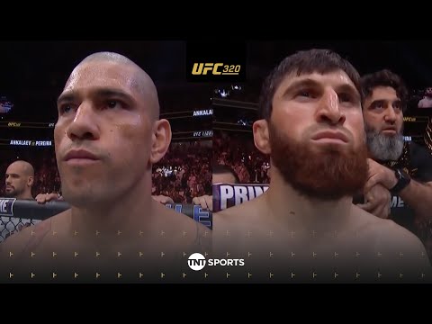 GOOSEBUMPS! Alex Pereira & Magomed Ankalaev staredown across the Octagon at #UFC320 🥶👀