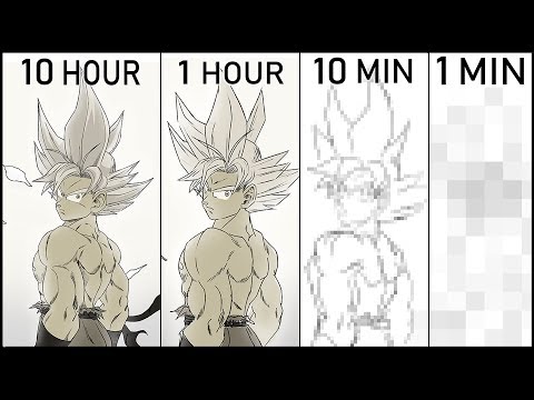 DRAWING ULTRA INSTINCT in 10 HOURS, 1 HOUR, 10 MINUTES & 1 MINUTE