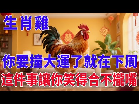 生肖雞，你要撞大運了！就在下周，這件事會讓你笑得合不攏嘴！一定要把握住！#生肖迎祥#生肖#運勢#風水#命理