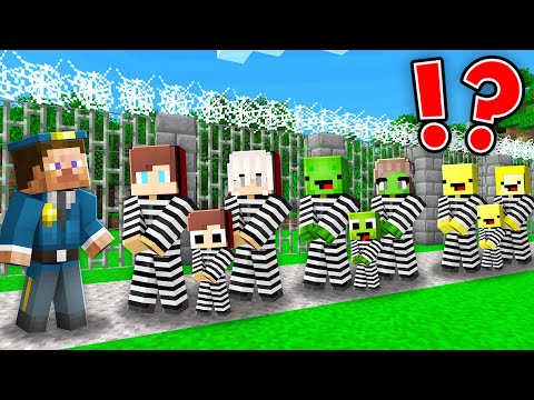JJ, Mikey and Banana Kid FAMILY Survive Their First Arrest Prison in Minecraft Maizen!