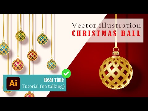 Real time tutorial. 3d vector illustration of Christmas ball.
