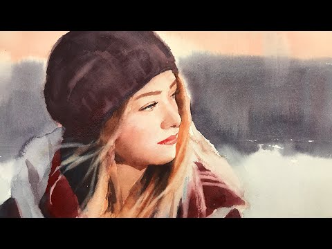 Watercolor Portrait Painting of a Girl