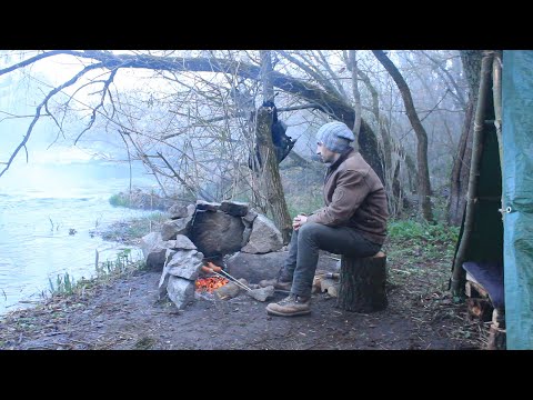 Bushcraft Camp, Catch and Cook, Overnight in a Tarp Shelter