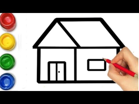 House 🏠 drawing painting and colouring for kids and Toddler||