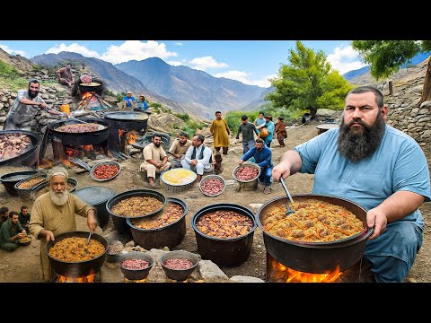 Amazing Afghanistan Village Marriage Food for 5000+ Guest in Mountain | Mega Kabuli Pulao Cooking