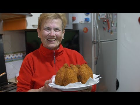 Pasta Grannies enjoys arancini from Catania in Sicily!