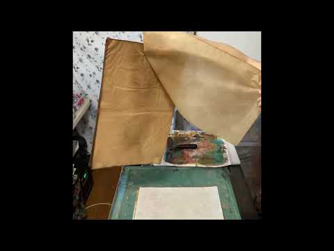 Printing with Cherry Blossom Assortment stencil on the gel plate.