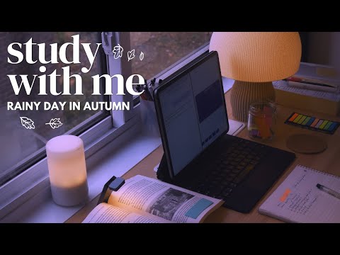 🍂 3-HOUR STUDY WITH ME 🌧️ Rainy Day in Autumn | Gentle Rain Sounds | Pomodoro 50/10