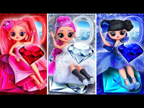 K-Pop Demon Hunters: Diamond, Ruby & Sapphire Huntrix on the Airplane! 10 L.O.L. Doll Crafts