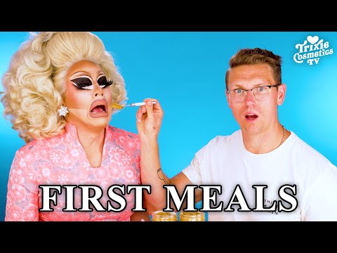 Trixie and Mythical Kitchen's Josh Scherer Try Their FIRST MEALS | Taste Testing Baby Food!
