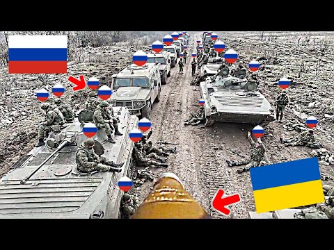 A Swarm of Ukrainian FPV Drones Explosively Met a Huge Convoy of Russian Troops Near Pokrovsk!