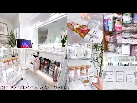 DIY BATHROOM MAKEOVER | Decorating Ideas, Organizing & Restocking | DIY Marble Flooring