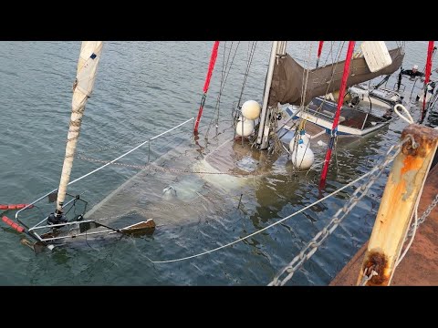 SUNK! Hallberg-Rassy Rescue. Salvaging a Classic Yacht after Unforeseen Sinking on her Mooring