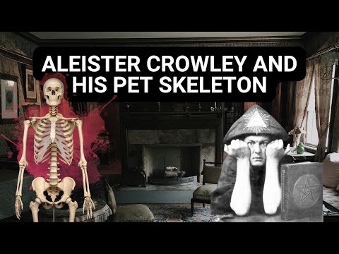 Aleister Crowley and his pet skeleton