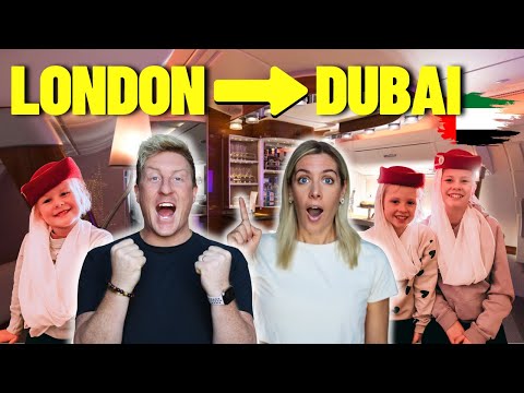 Flying BUSINESS CLASS to DUBAI with KIDS for the FIRST TIME (Emirates A380)
