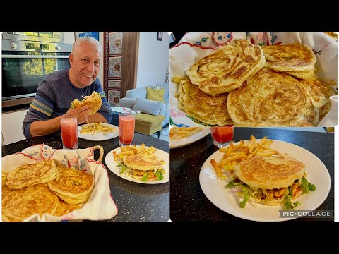 2 في1 مسمن و سندويتش الشاف قال لي وجدي المسمن أو الملاوي و ما تحليهش نصوب فيه سندويتش بلمسة مغربية 