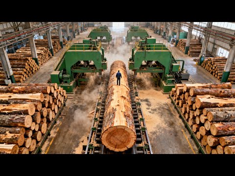 Inside the Largest Wood Sawmill Factory – How Construction Lumber Is Made (Full Process)