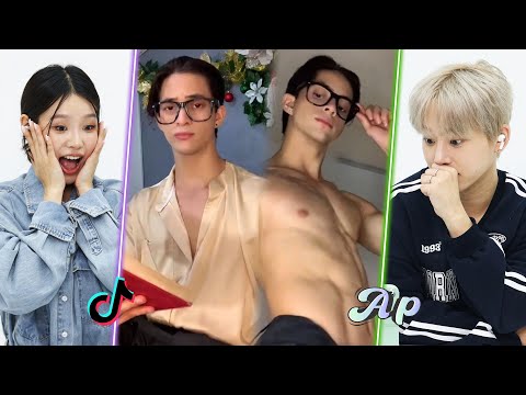 Two Male and Female K-pop Idols Watch a Dance Challenge! Reacting to "Gimme More" on TikTok｜asopo