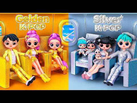 K-Pop Охотницы на Демонов в золотом и серебряном самолёте! 10 поделок для кукол L.O.L.