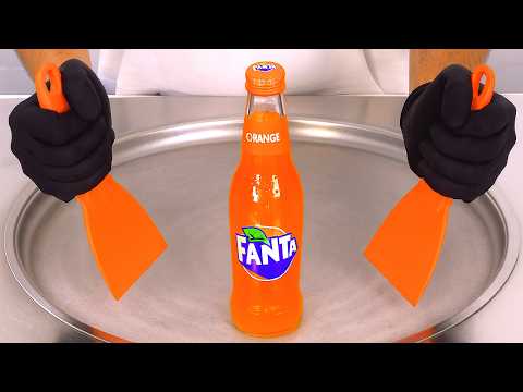 Fanta Orange Ice Cream Rolls | ASMR 🥤🍊🍦