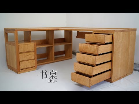 No nails, Make a luxurious L-shaped desk for 20 days 丨Mortise and tenon