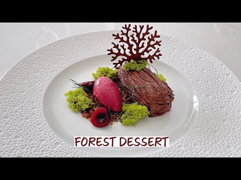 MICHELIN STAR Forest Dessert with Chocolate, Matcha & Cherry - Fine Dining Pastry Recipe