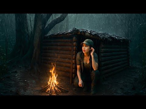 24 Hours in dense forest Survival Shelter - Solo Bushcraft Camping, Outdoor Survival Skill