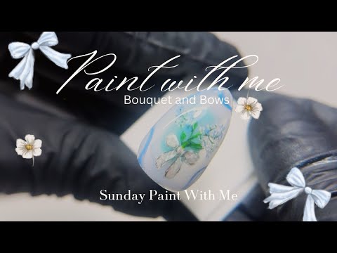 Paint with me: Bouquet and Bow Nail Design - nail art, watercolour nail art, nails luxe art paints