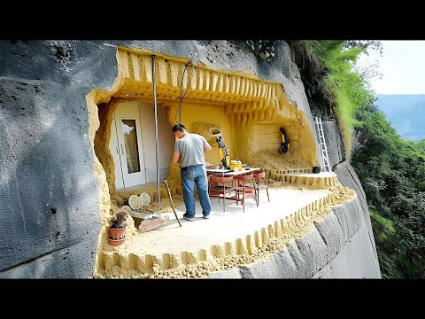 Building Secret Bunker in the Middle of the Mountain | Start to Finish by by โช@AlexBushcraftmyWorld