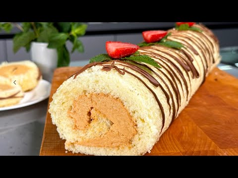 Sponge roll! A perfect sponge cake for rolls — doesn’t crack and rolls up easily!