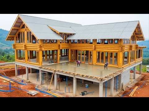 Two orphan girls build a wooden villa in the middle of the forest in 310 days - Start to finish