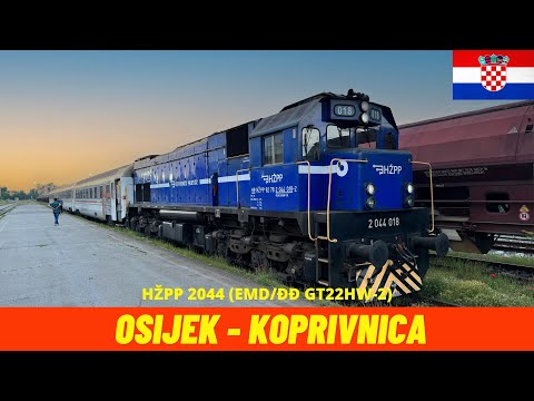 Cab Ride Osijek - Koprivnica (Varaždin–Dalj Railway - R202, Croatia) train driver's view 4K