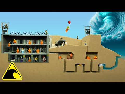 Maximum Security Prison Flood - Insane Asylum Tsunami - Lego Dam Breach Experiment