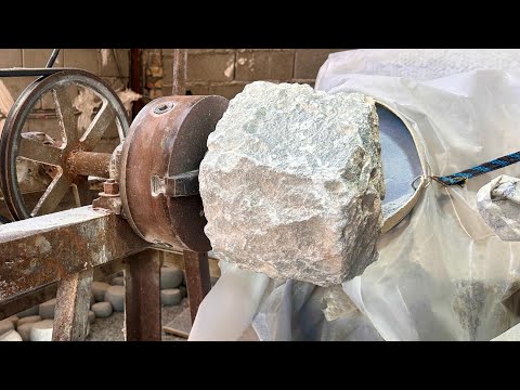 Stone dizi cauldron:process of making traditional persian stone pot  by cutting special stone🪨😍🌿🇮🇷