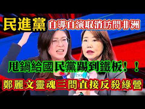 民進黨自導自演取消訪問非洲，甩鍋給國民黨踢到鐵板，鄭麗文靈魂三問直接反殺綠營！#鄭麗文