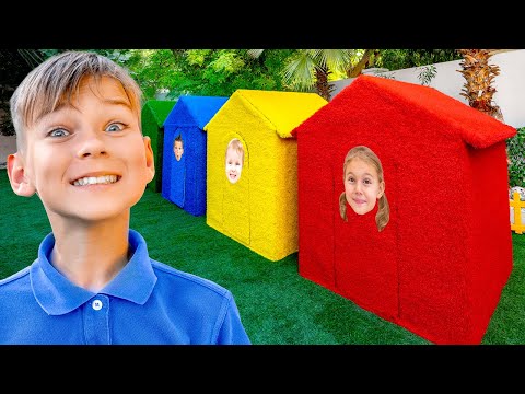 Lau Koloreko Jolastokien Erronka 🌈🏠 Haurrentzako Kartoizko Etxeak